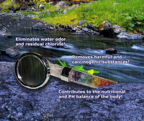 Chakra Crystal Shower Head. Natural Gemstones. Healing Crystals. Water Purification. Mineral. Ph Balance. Healing Energy. 7 Stones. Water Filtering. Bathroom (Shower Head+Hose+Bracket) in Saudi Arabia