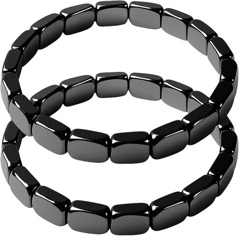 سوار Hemoy Hematite، سوار Hemys Hematite للرجال، استعد ثقتك الفطرية وتحفيزك، كن مركزًا وقويًا وجاهزًا لتحمل أي شيء، هدايا للأب والزوج والصديق (قطعتان) in Saudi Arabia