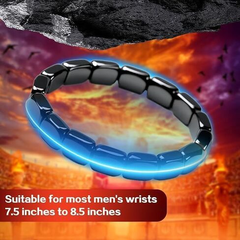 سوار Hemoy Hematite، سوار Hemys Hematite للرجال، استعد ثقتك الفطرية وتحفيزك، كن مركزًا وقويًا وجاهزًا لتحمل أي شيء، هدايا للأب والزوج والصديق (قطعتان) in Saudi Arabia