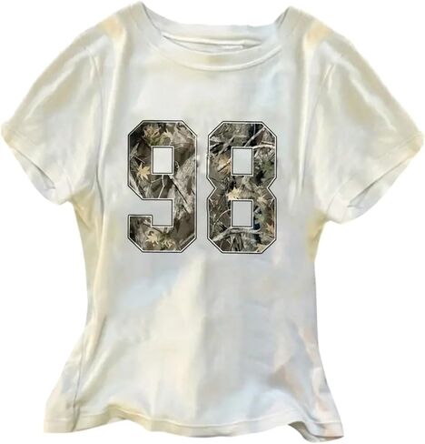 Girl's Camo Number Graphic Tees Crew Neck Short Sleeve Fitted T Shirt Sports Jersey Shirts in Saudi Arabia