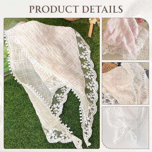 Hair White Bandanas, Chic Lace Triangle Head Scarf for Women Girls Hair, Vintage Stylish Kerchief Bandana Headband in Saudi Arabia