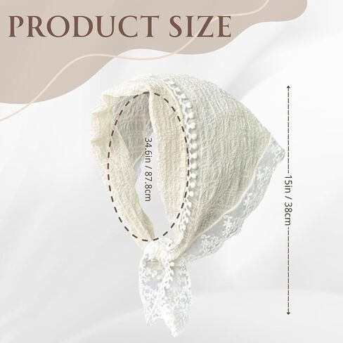 Hair White Bandanas, Chic Lace Triangle Head Scarf for Women Girls Hair, Vintage Stylish Kerchief Bandana Headband in Saudi Arabia