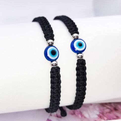 Handmade Evil Eye Bracelets for Men,Black braided String Alumet Protection Lucky Men Bracelet Evil Eye Jewelry in Saudi Arabia