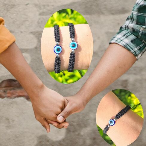 Handmade Evil Eye Bracelets for Men,Black braided String Alumet Protection Lucky Men Bracelet Evil Eye Jewelry in Saudi Arabia