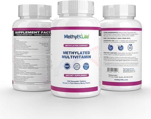 ميثيل لايف® متعدد الفيتامينات الميثيلية – متعدد قابل للمضغ مع حمض الفوليك النشط (Cerebrofolate®) وB12 – عالي الامتصاص، نباتي، غير معدّل وراثيًا، خالي من الغلوتين | 120 قرص in Kuwait