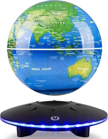Levitating Globe with Colorful LED Light Touch Base, Floating Globe LED Lamp Ball World Map,Magnetic Levitation Room Decor Display Stand, Cool Gadget Gift, Christmas Orgament in Kuwait