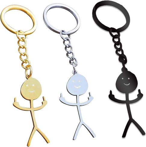 Stainless Steel Funny Doodle Keychain Middle Finger Pendant Keyring Friendship Jewelry Gift for Men Women in Saudi Arabia