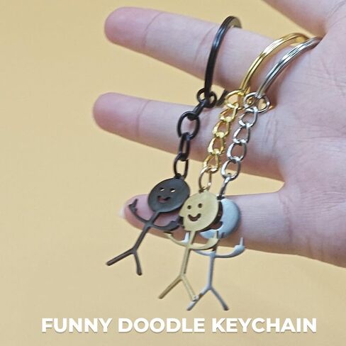 Stainless Steel Funny Doodle Keychain Middle Finger Pendant Keyring Friendship Jewelry Gift for Men Women in Saudi Arabia
