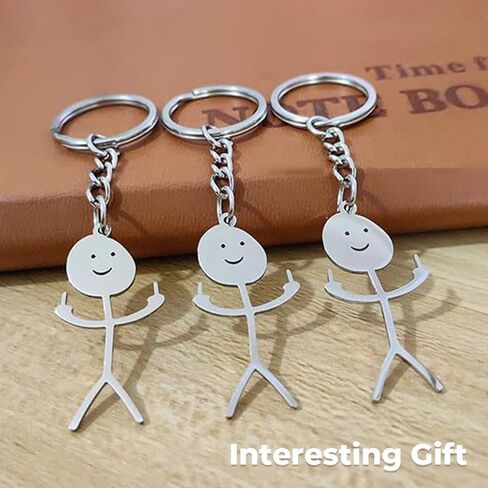 Stainless Steel Funny Doodle Keychain Middle Finger Pendant Keyring Friendship Jewelry Gift for Men Women in Saudi Arabia