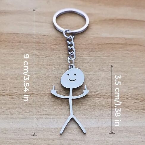 Stainless Steel Funny Doodle Keychain Middle Finger Pendant Keyring Friendship Jewelry Gift for Men Women in Saudi Arabia