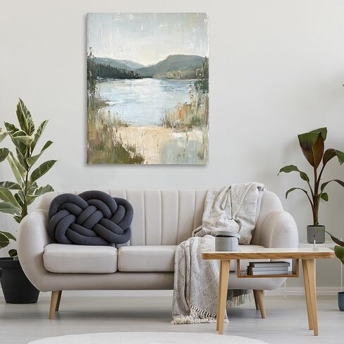 Stupell Industries Abstract Lake Shore & Mountains Canvas Wall Art, design by Petal Prints Design, 36 x 48 in Saudi Arabia