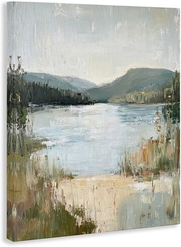 Stupell Industries Abstract Lake Shore & Mountains Canvas Wall Art, design by Petal Prints Design, 36 x 48 in Saudi Arabia