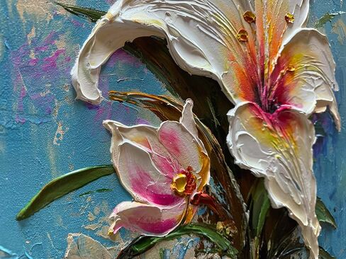 moshinart 24 × 36 بوصة لوحة زيتية مرسومة يدويًا نسيج ثلاثي الأبعاد أسود أبيض رمادي حديث الحد الأدنى أسود تجريدي جدار الفن، ديكور جدار المكتب المنزلي زنبق in Saudi Arabia