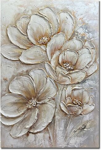 moshinart 24 × 36 بوصة لوحة زيتية مرسومة يدويًا نسيج ثلاثي الأبعاد أسود أبيض رمادي حديث الحد الأدنى أسود تجريدي جدار الفن، ديكور جدار المكتب المنزلي زنبق in Saudi Arabia