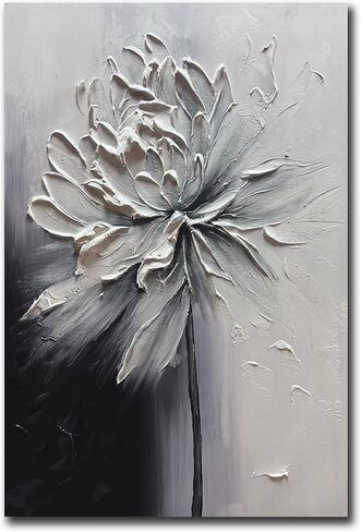 moshinart 24 × 36 بوصة لوحة زيتية مرسومة يدويًا نسيج ثلاثي الأبعاد أسود أبيض رمادي حديث الحد الأدنى أسود تجريدي جدار الفن، ديكور جدار المكتب المنزلي زنبق in Saudi Arabia