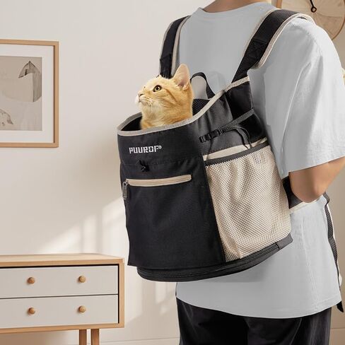 Bag for Cats Chest Dog Backpack Small Dog cat go Out Bag Break Free Walk Dog Dirty pet Backpack Car (Black, Large) in Kuwait