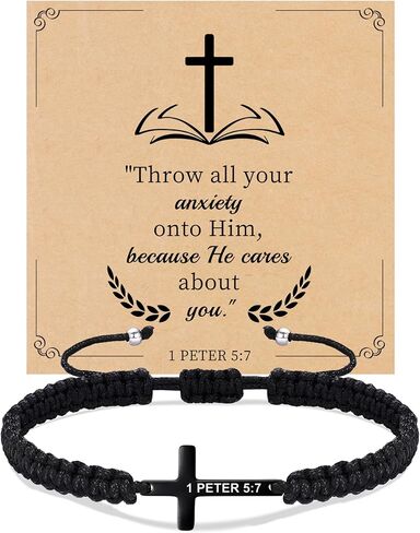 Christian Gifts Cross Bracelet for Men Easter Baptism Religious Gifts for Women Handmade Braided Bracelets Inspirational Confirmation Gifts for Teenage Girl Boys Jewelry in Kuwait