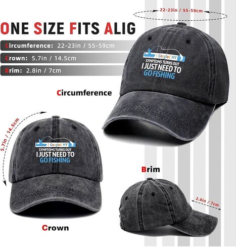 I Googled My Symptoms Funny Printed Cotton Baseball Cap Adjustable Retro Washed Lightweight and Breathable Sun Hat, Retirement Birthday Gifts for Fishing Lover Grandpa Dad Husband Fisherman Brother in Saudi Arabia