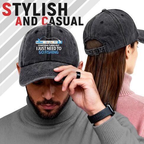 I Googled My Symptoms Funny Printed Cotton Baseball Cap Adjustable Retro Washed Lightweight and Breathable Sun Hat, Retirement Birthday Gifts for Fishing Lover Grandpa Dad Husband Fisherman Brother in Saudi Arabia