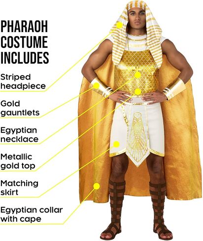 Morph Gold Pharaoh Costume Men Adult Ruler King of Egypt Costume Men's Egyptian Halloween Costumes for Men in Saudi Arabia