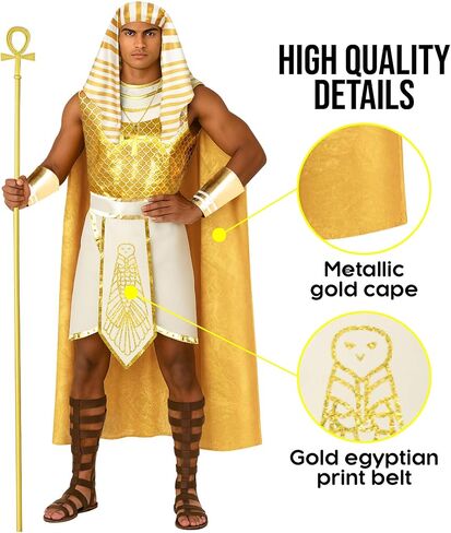 Morph Gold Pharaoh Costume Men Adult Ruler King of Egypt Costume Men's Egyptian Halloween Costumes for Men in Saudi Arabia