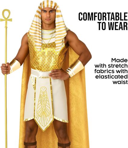 Morph Gold Pharaoh Costume Men Adult Ruler King of Egypt Costume Men's Egyptian Halloween Costumes for Men in Saudi Arabia