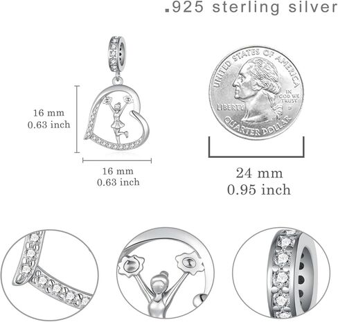Cheerleading Gifts 925 Sterling Silver Cheer Jewelry Sport Accessories Cheerleading Stuff Charms for Women in Saudi Arabia