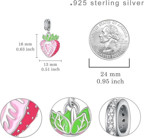 Strawberry Charms 925 Sterling Silver Strawberry Charms for Bracelets Strawberry Jewelry Gifts for Women in Saudi Arabia