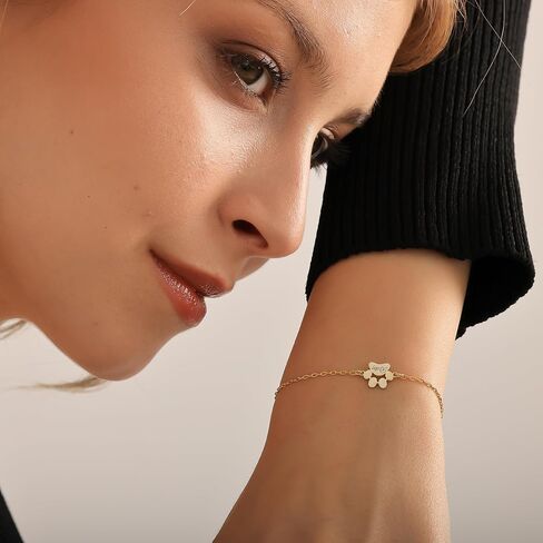 سوار مخصص بطباعة مخالب للنساء، سوار من الفضة الاسترليني مخصص لاسم الكلب، هدايا تذكارية للحيوانات الأليفة، هدية تعاطف مع فقدان الحيوانات الأليفة مطلية بالذهب عيار 14 قيراط، مجوهرات لمحبي الكلاب in Kuwait