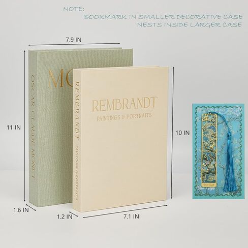 Decorative Books Set of 2 - Stylish Faux Books for Coffee Table w/Metal Tassel Bookmark, Bookshelf Accents & Photo Storage Keepsake Box in Saudi Arabia