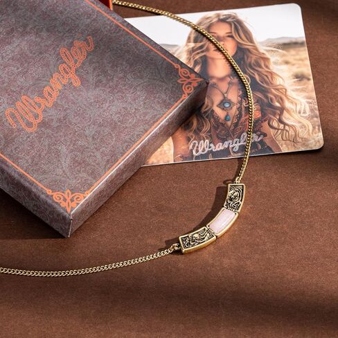 Montana West Wrangler Western Jewelry Set for Women Antique Gold Necklace and Earrings in Saudi Arabia