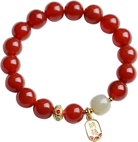 Natural Red Agate Bracelet Women Teen Girls Dainty Adjustable bracelet Fashion Jewelry Gift, 0.32 inches in Saudi Arabia