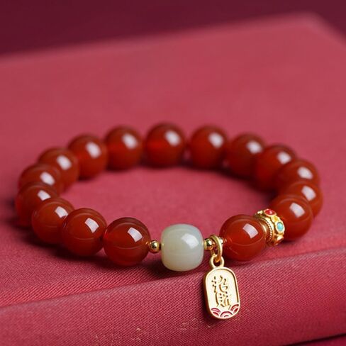 Natural Red Agate Bracelet Women Teen Girls Dainty Adjustable bracelet Fashion Jewelry Gift, 0.32 inches in Saudi Arabia