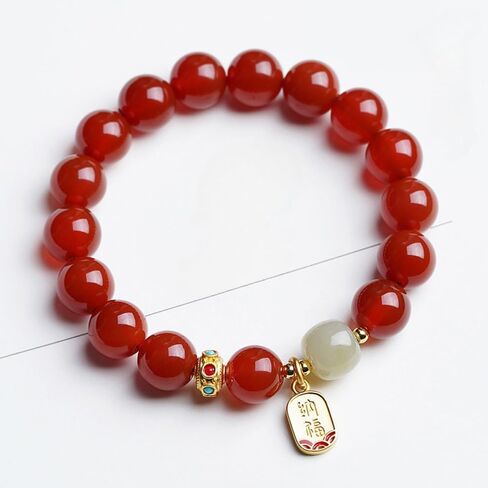 Natural Red Agate Bracelet Women Teen Girls Dainty Adjustable bracelet Fashion Jewelry Gift, 0.32 inches in Saudi Arabia
