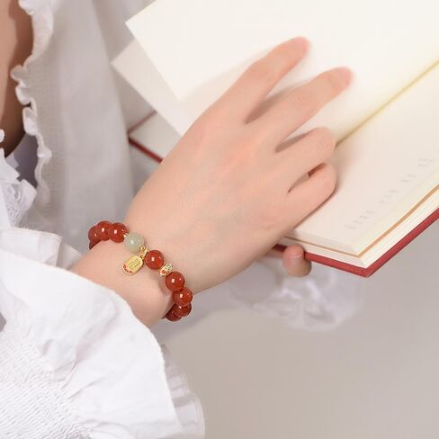 Natural Red Agate Bracelet Women Teen Girls Dainty Adjustable bracelet Fashion Jewelry Gift, 0.32 inches in Saudi Arabia