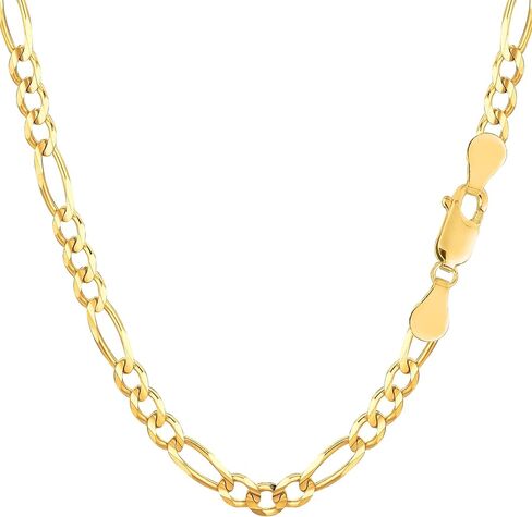 Jewelry Affairs 10k Yellow Real Solid Gold Figaro Chain Bracelet, 4.0mm, 8" in Saudi Arabia