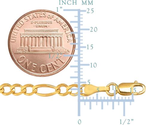 Jewelry Affairs 10k Yellow Real Solid Gold Figaro Chain Bracelet, 4.0mm, 8" in Saudi Arabia