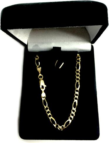 Jewelry Affairs 10k Yellow Real Solid Gold Figaro Chain Bracelet, 4.0mm, 8" in Saudi Arabia
