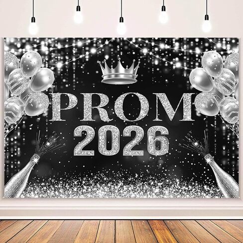 MEHOFOND 7x5ft Prom Decorations Backdrop Black Silver Prom 2025 Congrats Grad Photography Background Prom Graduation Party Decor Celebration Background Indoor Outdoor Banner Photo Booth Props Supplies in Saudi Arabia
