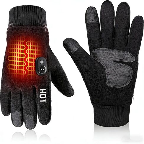 Rechargeable Heated Gloves for Women Men Electric Winter Work Touchscreen Thin Cold Weather Fleece Built in Display Outdoor Ski Cycling Hunting in Saudi Arabia