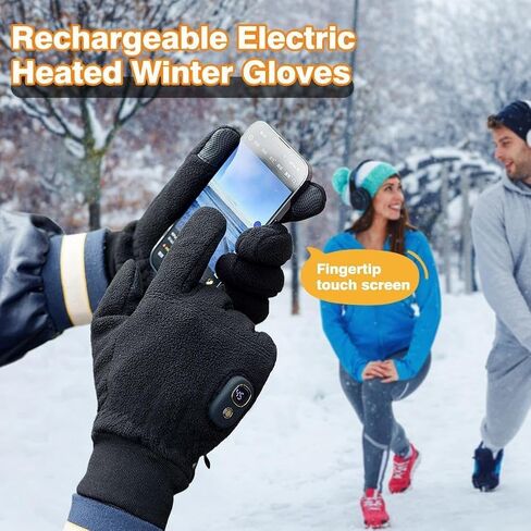 Rechargeable Heated Gloves for Women Men Electric Winter Work Touchscreen Thin Cold Weather Fleece Built in Display Outdoor Ski Cycling Hunting in Saudi Arabia