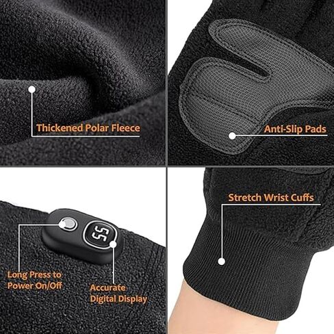 Rechargeable Heated Gloves for Women Men Electric Winter Work Touchscreen Thin Cold Weather Fleece Built in Display Outdoor Ski Cycling Hunting in Saudi Arabia