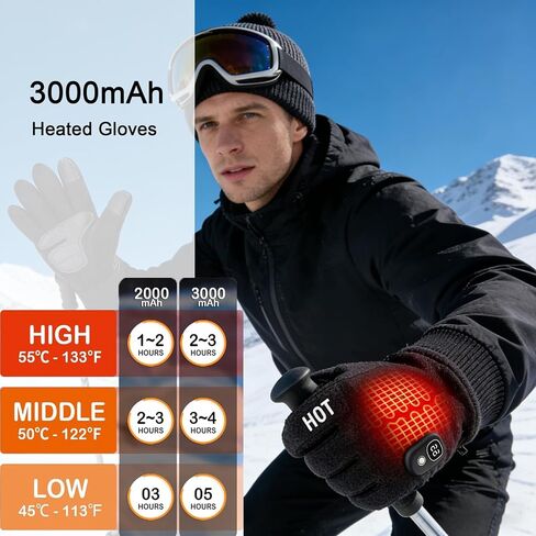 Rechargeable Heated Gloves for Women Men Electric Winter Work Touchscreen Thin Cold Weather Fleece Built in Display Outdoor Ski Cycling Hunting in Saudi Arabia