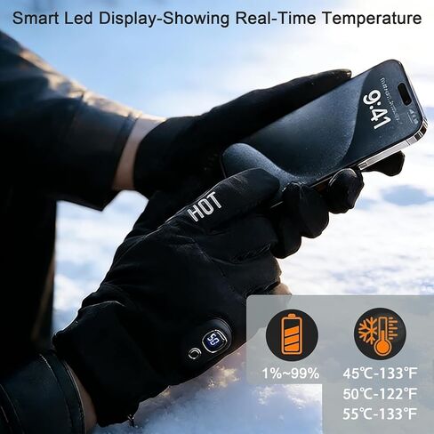 Rechargeable Heated Gloves for Women Men Electric Winter Work Touchscreen Thin Cold Weather Fleece Built in Display Outdoor Ski Cycling Hunting in Saudi Arabia