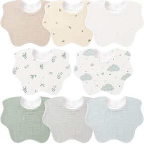 Bearmoss 100 ٪ Cotton Muslin Baby Bibs 8-Pack Baby Bandana سال لعابه للجنسين Baby Boy in Kuwait