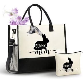 InnoBeta Bunny Gifts for Women, Girls, Bunny Tote Bag, Important Bunny Stuff Bag with Top Zipper Closure and Shoulder Strap for Bunny Lovers, Bunny Bag for Birthday, Easter, Christmas in Saudi Arabia