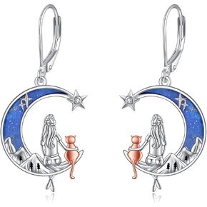 Cat/Wolf Earrings for Women 925 Sterling Silver Animal Leverback Earrings Jewelry Gift for Her in Saudi Arabia