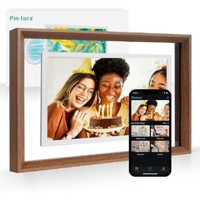 PINTURA Digital Picture Frame, 10.1" WiFi Digital Photo Frame 1280 * 800 HD Screen, 64GB Storage, Auto-Rotate, Wall Mountable, Share Photos/Videos Instantly via Pintura App, Golden in Kuwait