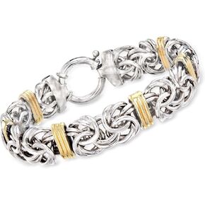Ross-Simons Sterling Silver and 14kt Yellow Gold Byzantine Station Bracelet in Kuwait