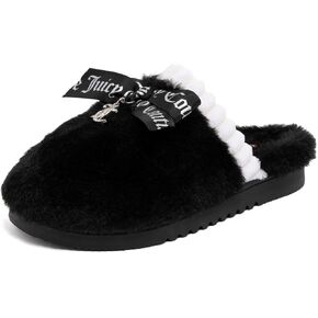 Juicy Couture Women's Faux Fur Slippers – Fuzzy Closed-Toe, Fluffy Winter House Shoes, Comfortable Slip-Ons in Kuwait
